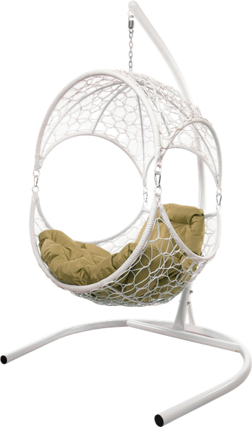 Изображение товара Кресло подвесное M-Group Орех / 11600101 (белый ротанг/бежевая подушка)