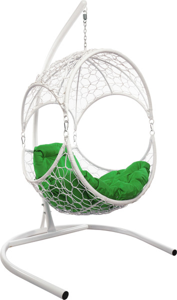 Изображение товара Кресло подвесное M-Group Орех / 11600104 (белый ротанг/зеленая подушка)