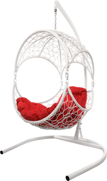 Изображение товара Кресло подвесное M-Group Орех / 11600106 (белый ротанг/красная подушка)