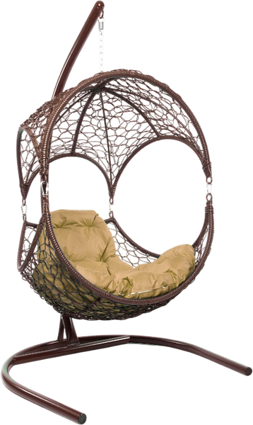 Изображение товара Кресло подвесное M-Group Орех / 11600201 (коричневый ротанг/бежевая подушка)
