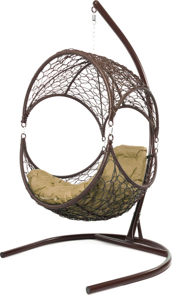 Изображение товара Кресло подвесное M-Group Орех / 11600201 (коричневый ротанг/бежевая подушка)