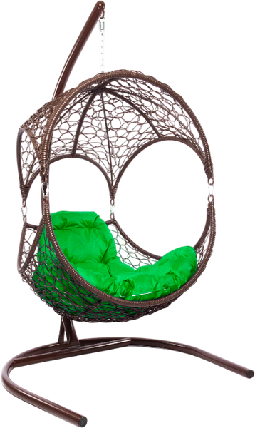 Изображение товара Кресло подвесное M-Group Орех / 11600204 (коричневый ротанг/зеленая подушка)