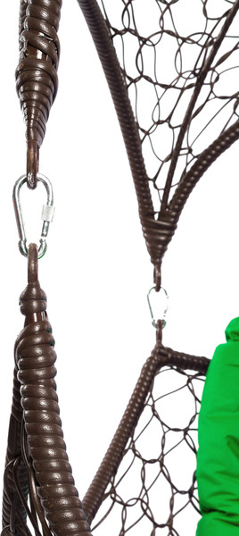 Изображение товара Кресло подвесное M-Group Орех / 11600204 (коричневый ротанг/зеленая подушка)