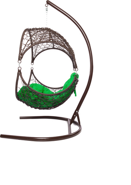 Изображение товара Кресло подвесное M-Group Орех / 11600204 (коричневый ротанг/зеленая подушка)