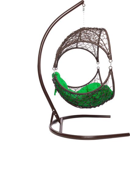 Изображение товара Кресло подвесное M-Group Орех / 11600204 (коричневый ротанг/зеленая подушка)