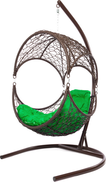 Изображение товара Кресло подвесное M-Group Орех / 11600204 (коричневый ротанг/зеленая подушка)