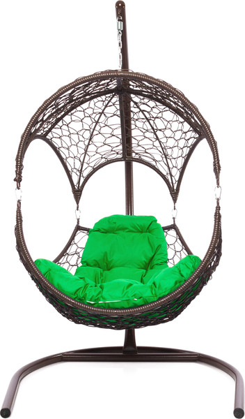 Изображение товара Кресло подвесное M-Group Орех / 11600204 (коричневый ротанг/зеленая подушка)