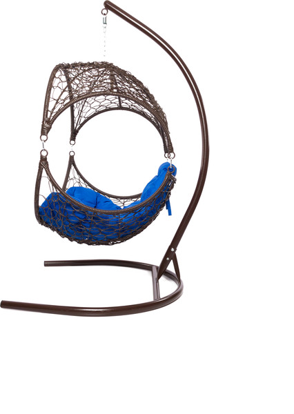 Изображение товара Кресло подвесное M-Group Орех / 11600210 (коричневый ротанг/синяя подушка)