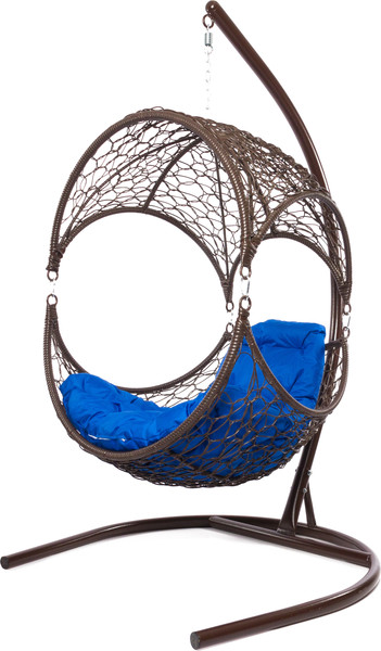 Изображение товара Кресло подвесное M-Group Орех / 11600210 (коричневый ротанг/синяя подушка)