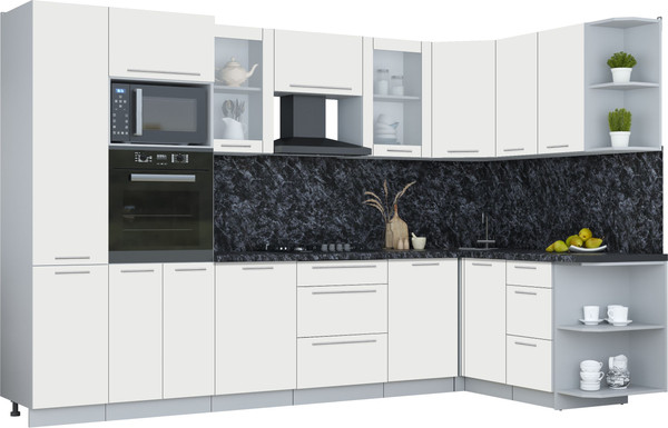 Изображение товара Кухонный гарнитур Интерлиния Мила Пластик 1.68x3.2 PR (зефирный/зефирный/кастилло темный)