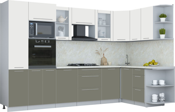 Изображение товара Кухонный гарнитур Интерлиния Мила Пластик 1.68x3.2 PR (зефирный/кварцевый/опал светлый)