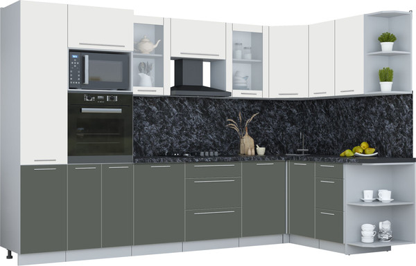 Изображение товара Кухонный гарнитур Интерлиния Мила Пластик 1.68x3.2 PR (зефирный/шторм/кастилло темный)