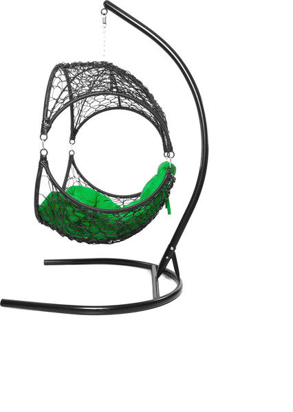 Изображение товара Кресло подвесное M-Group Орех / 11600404 (черный ротанг/зеленая подушка)