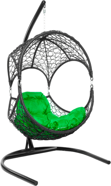 Изображение товара Кресло подвесное M-Group Орех / 11600404 (черный ротанг/зеленая подушка)