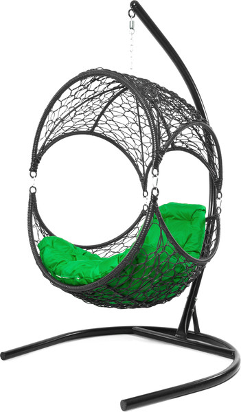 Изображение товара Кресло подвесное M-Group Орех / 11600404 (черный ротанг/зеленая подушка)