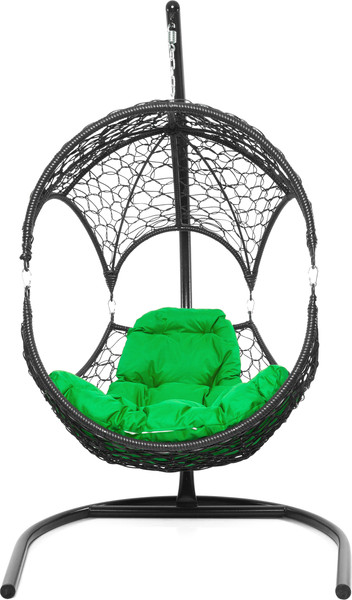 Изображение товара Кресло подвесное M-Group Орех / 11600404 (черный ротанг/зеленая подушка)