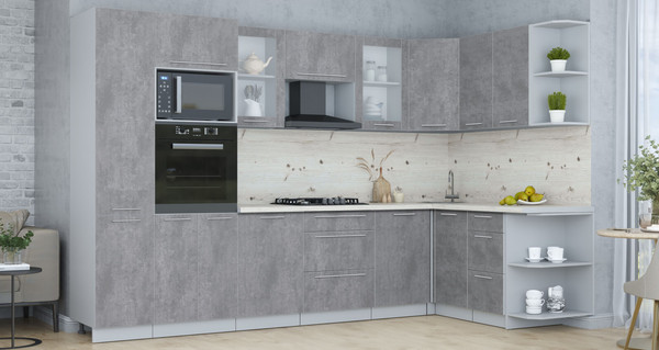 Изображение товара Кухонный гарнитур Интерлиния Мила Пластик 1.68x3.2 PR (оксид темный/оксид темный/бискайская сосна)