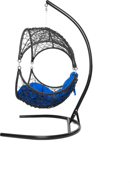 Изображение товара Кресло подвесное M-Group Орех / 11600410 (черный ротанг/синяя подушка)