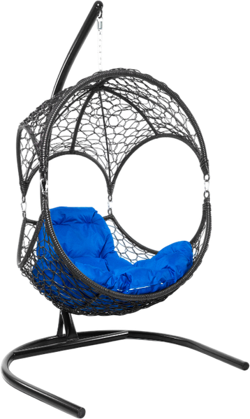 Изображение товара Кресло подвесное M-Group Орех / 11600410 (черный ротанг/синяя подушка)
