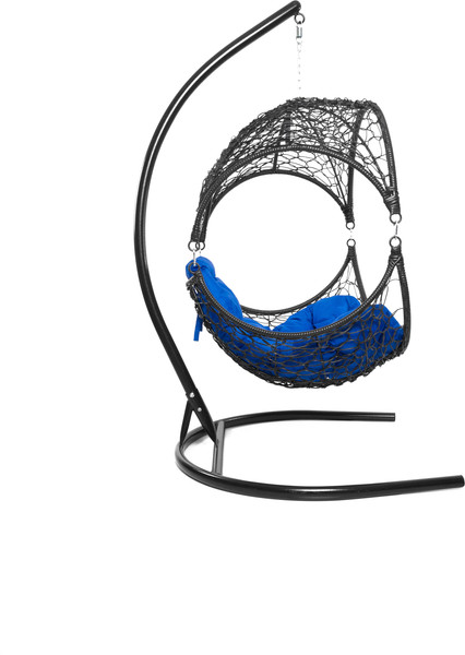 Изображение товара Кресло подвесное M-Group Орех / 11600410 (черный ротанг/синяя подушка)