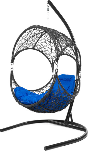 Изображение товара Кресло подвесное M-Group Орех / 11600410 (черный ротанг/синяя подушка)