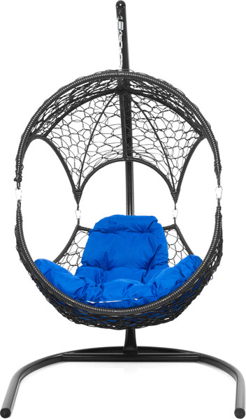 Изображение товара Кресло подвесное M-Group Орех / 11600410 (черный ротанг/синяя подушка)