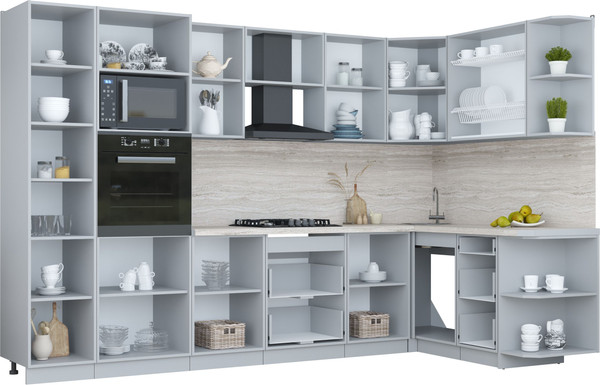 Изображение товара Кухонный гарнитур Интерлиния Мила Пластик 1.68x3.2 PR (полынь/полынь/дуб бунратти)