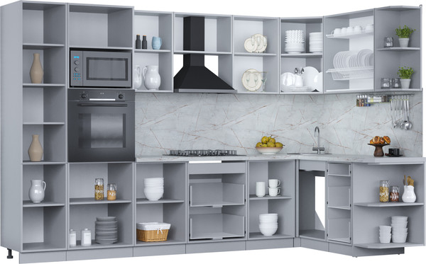 Изображение товара Кухонный гарнитур Интерлиния Мила Пластик 1.68x3.2 PR (дуб эпоксид/черный/кастилло темный)