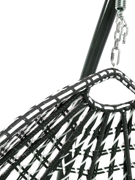 Изображение товара Кресло подвесное M-Group Капля Люкс / 11034104 (черный/белый ротанг/зеленая подушка)