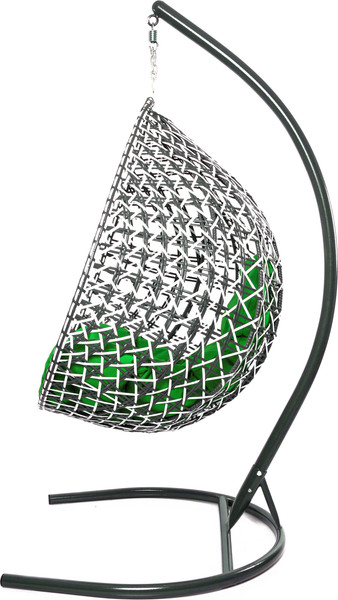 Изображение товара Кресло подвесное M-Group Капля Люкс / 11034104 (черный/белый ротанг/зеленая подушка)