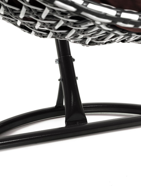 Изображение товара Кресло подвесное M-Group Капля Люкс / 11034105 (черный/белый ротанг/коричневая подушка)