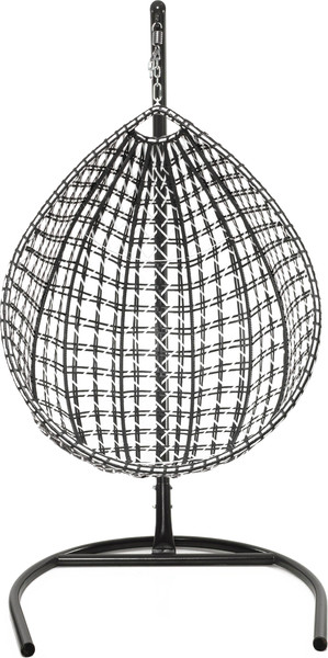 Изображение товара Кресло подвесное M-Group Капля Люкс / 11034105 (черный/белый ротанг/коричневая подушка)