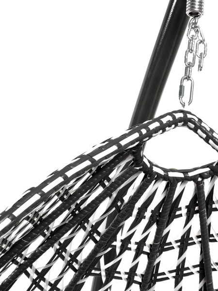 Изображение товара Кресло подвесное M-Group Капля Люкс / 11034105 (черный/белый ротанг/коричневая подушка)