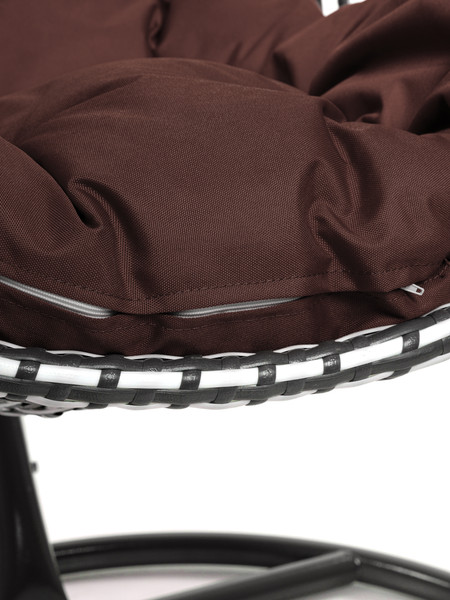 Изображение товара Кресло подвесное M-Group Капля Люкс / 11034105 (черный/белый ротанг/коричневая подушка)