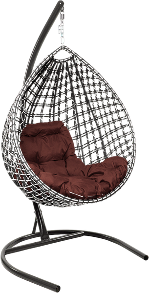 Изображение товара Кресло подвесное M-Group Капля Люкс / 11034105 (черный/белый ротанг/коричневая подушка)