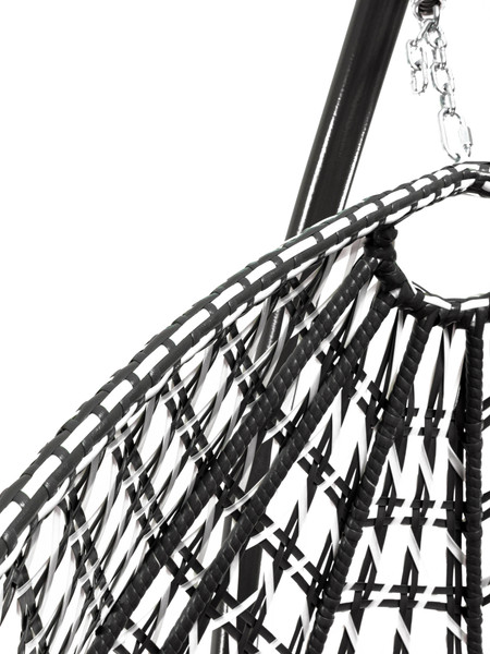 Изображение товара Кресло подвесное M-Group Капля Люкс / 11034105 (черный/белый ротанг/коричневая подушка)