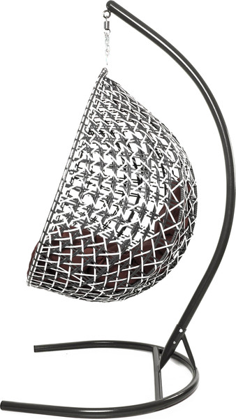 Изображение товара Кресло подвесное M-Group Капля Люкс / 11034105 (черный/белый ротанг/коричневая подушка)