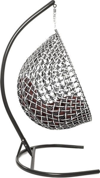 Изображение товара Кресло подвесное M-Group Капля Люкс / 11034105 (черный/белый ротанг/коричневая подушка)