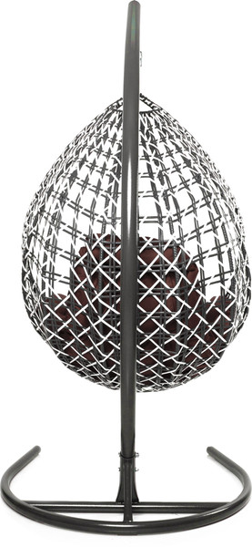 Изображение товара Кресло подвесное M-Group Капля Люкс / 11034105 (черный/белый ротанг/коричневая подушка)