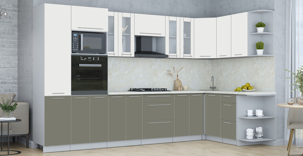 Изображение товара Кухонный гарнитур Интерлиния Мила Пластик 1.68x3.4 PR (зефирный/кварцевый/опал светлый)