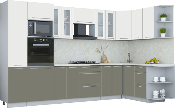 Изображение товара Кухонный гарнитур Интерлиния Мила Пластик 1.68x3.4 PR (зефирный/кварцевый/опал светлый)