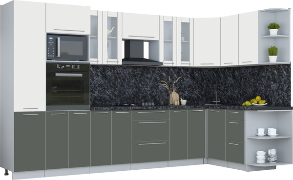 Изображение товара Кухонный гарнитур Интерлиния Мила Пластик 1.68x3.4 PR (зефирный/шторм/кастилло темный)