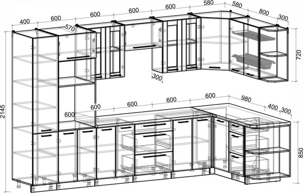 Изображение товара Кухонный гарнитур Интерлиния Мила Пластик 1.68x3.4 PR (зефирный/шторм/кастилло темный)