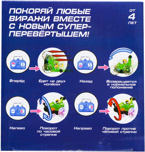 Изображение товара Радиоуправляемая игрушка Автоград Перевертыш Трюк / 7706961 (синий, с батарейками)