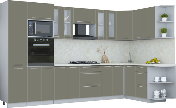 Изображение товара Кухонный гарнитур Интерлиния Мила Пластик 1.68x3.4 PR (кварцевый/кварцевый/опал светлый)