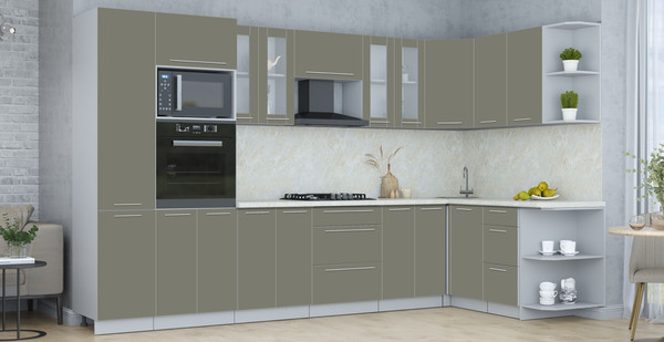 Изображение товара Кухонный гарнитур Интерлиния Мила Пластик 1.68x3.4 PR (кварцевый/кварцевый/опал светлый)