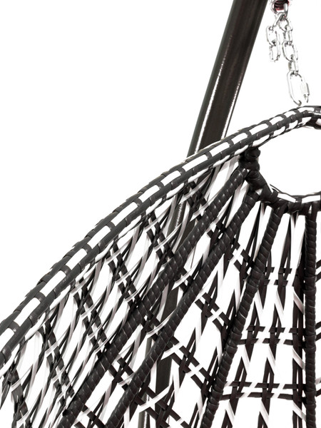 Изображение товара Кресло подвесное M-Group Капля Люкс / 11034106 (черный/белый ротанг/красная подушка)