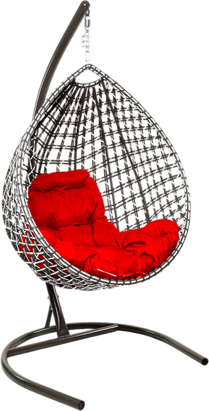 Изображение товара Кресло подвесное M-Group Капля Люкс / 11034106 (черный/белый ротанг/красная подушка)