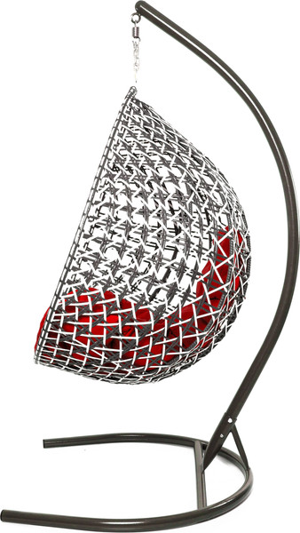 Изображение товара Кресло подвесное M-Group Капля Люкс / 11034106 (черный/белый ротанг/красная подушка)