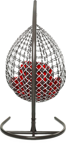 Изображение товара Кресло подвесное M-Group Капля Люкс / 11034106 (черный/белый ротанг/красная подушка)